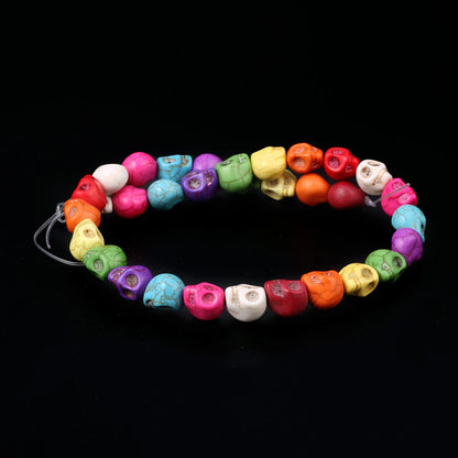 Skull Natural Stone Beads Blue White Turquoise Loose Spacer Beads