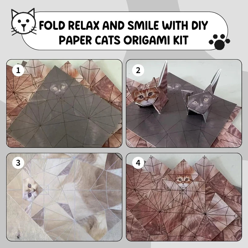 DIY Origami Paper 50 Sheets Cat Dog Dinosaur Animal Folding Set