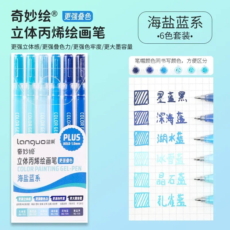 LANGUO 207/4 Colors Glitter Acrylic 0.5/1.0mm Gel Pen
