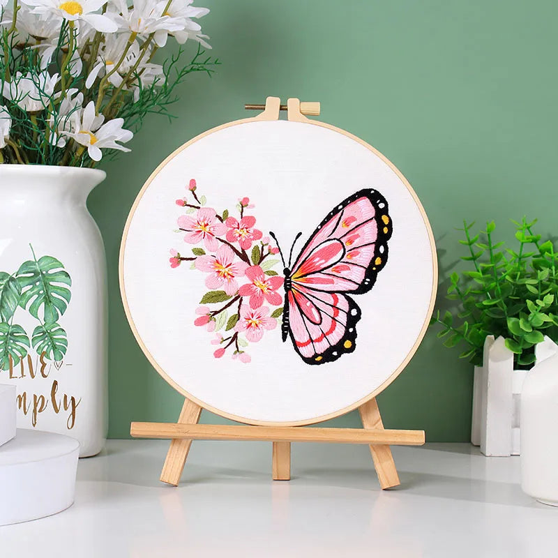Embroidery Kit Butterfly Printed Pattern for Beginner