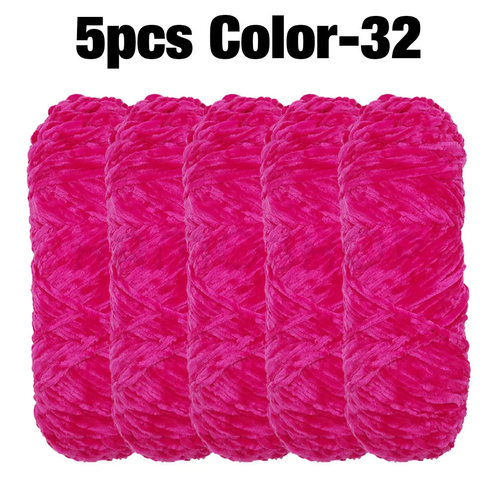 5 Rolls 100g Each Roll Premium Velvet Chenille Yarn