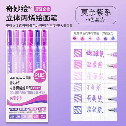 LANGUO 207/4 Colors Glitter Acrylic 0.5/1.0mm Gel Pen