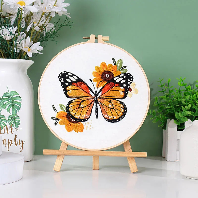 Embroidery Kit Butterfly Printed Pattern for Beginner
