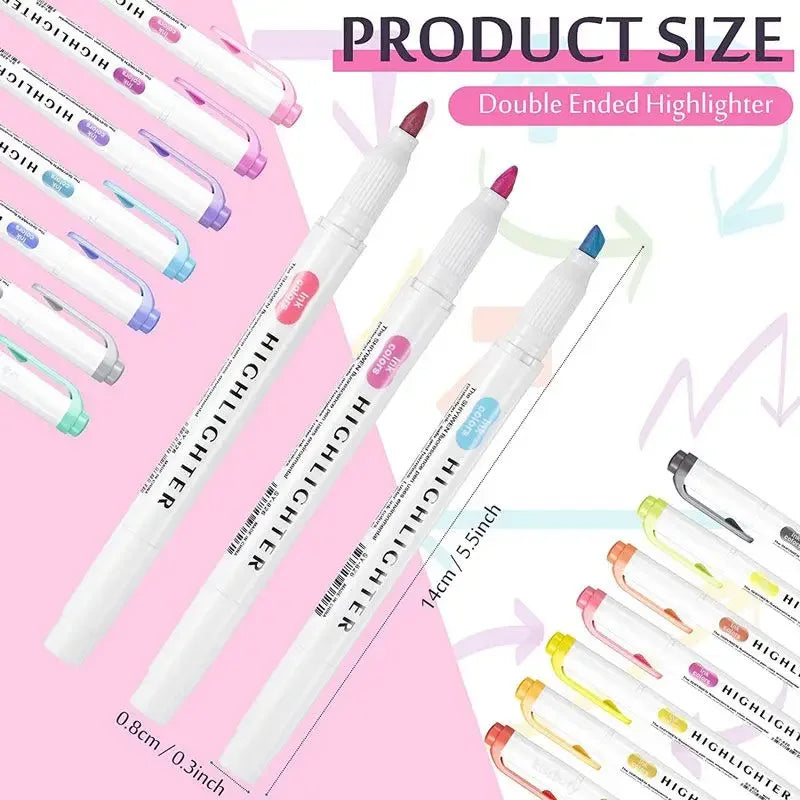 5-15 Colors Double Headed Highlighter Pen Set