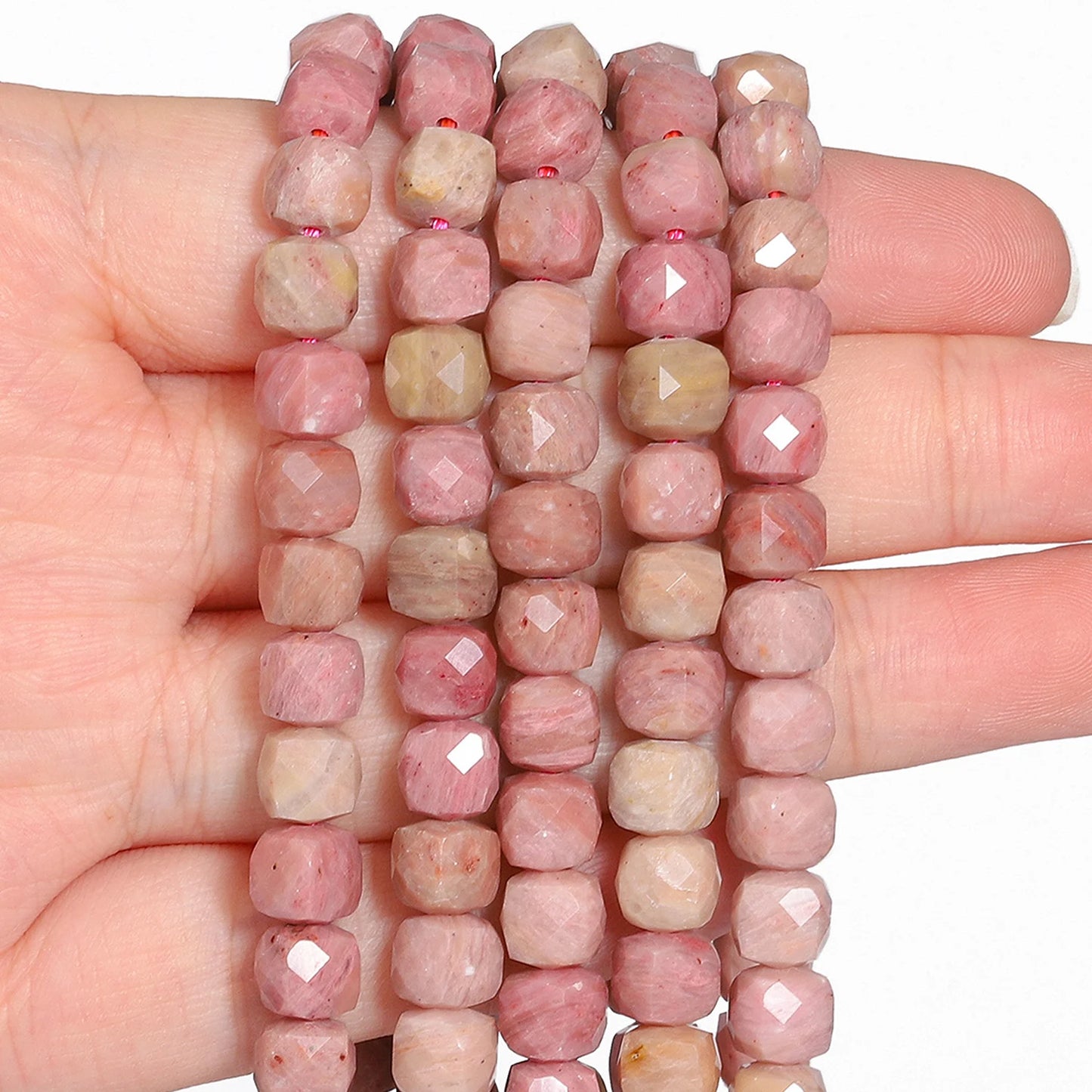 Natural Amethyst Beads 7-8mm Faceted Square Cube Geometric