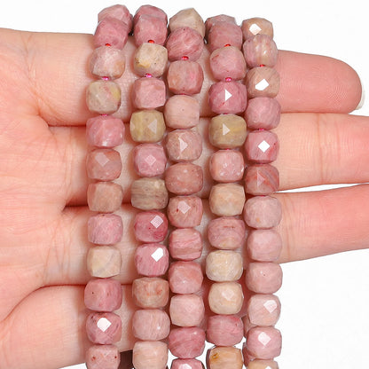 Natural Amethyst Beads 7-8mm Faceted Square Cube Geometric