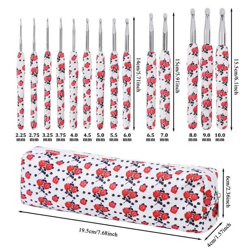 Crochet Hooks Ergonomic Set Of 14X for Beginners With Case