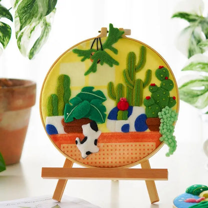 CHENISTORY 20x20cm Frame Wool Felting Painting