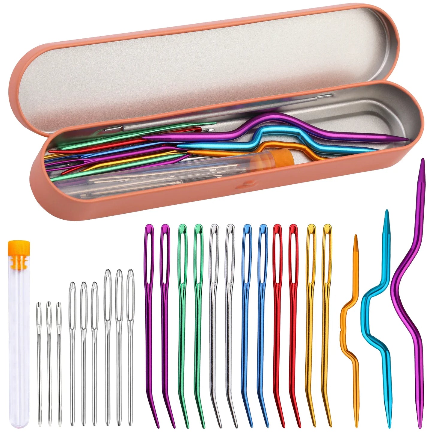 IMZAY Professional Crochet Knitting Set with Large-Eye Blunt Needle Darning Needle