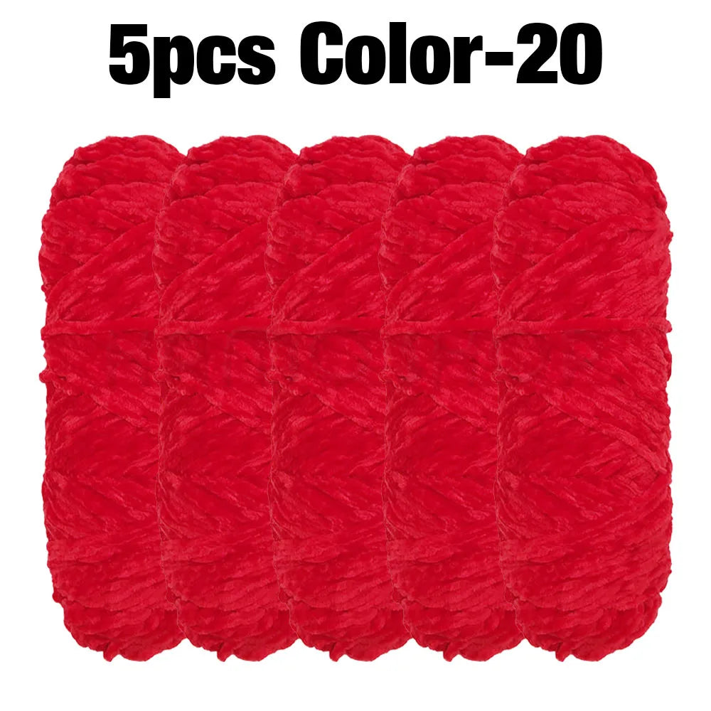 5 Rolls 100g Each Roll Premium Velvet Chenille Yarn