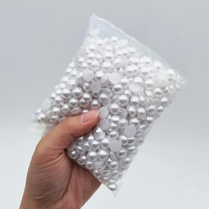 30-1000Pcs Half Flatback Imitation Pearls Beads White/Beige
