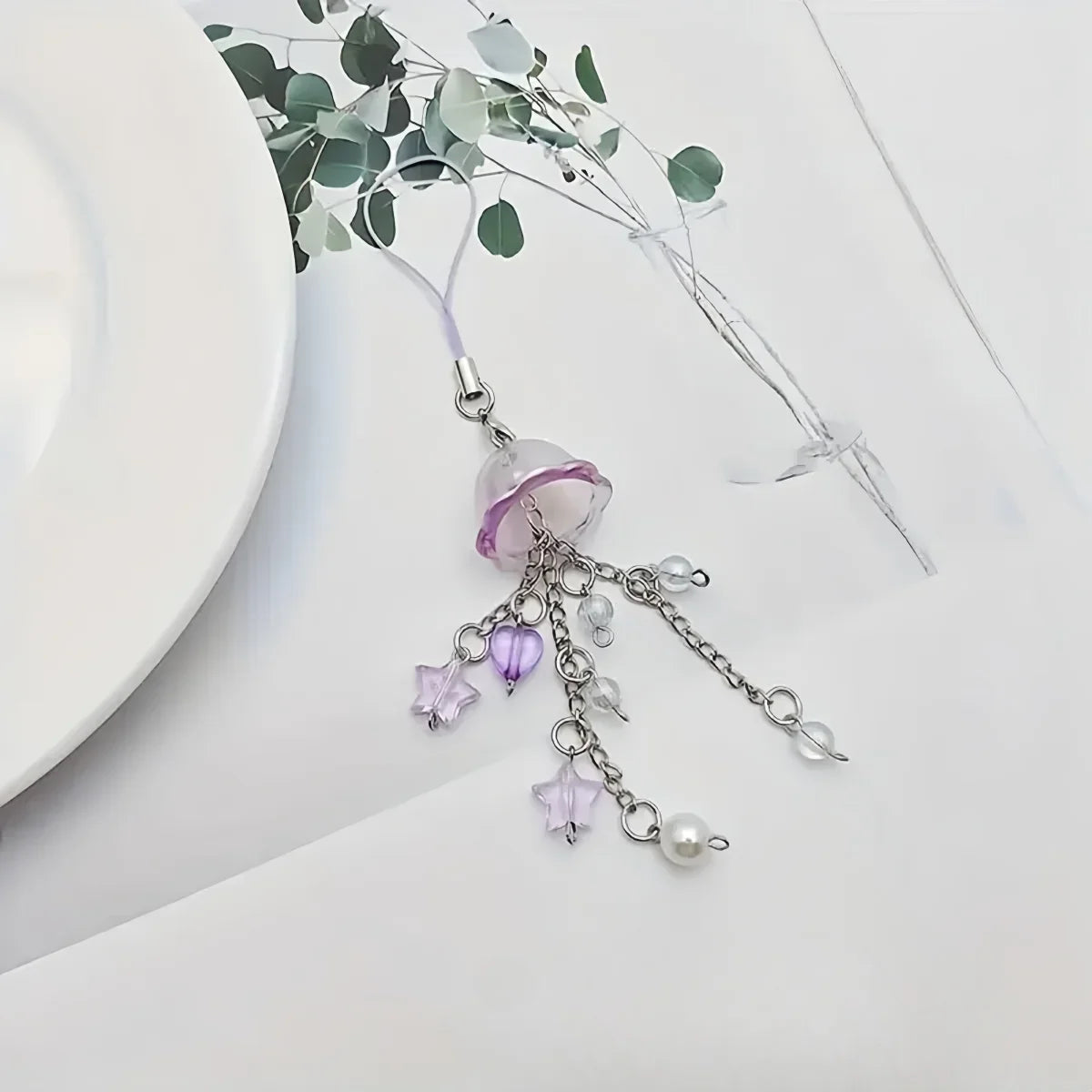 10Pcs/Lot Transparent UV Plated Acrylic Wind Bell Beads Charms