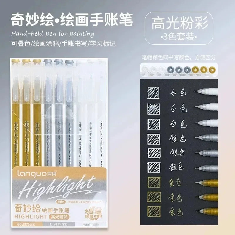 LANGUO 207/4 Colors Glitter Acrylic 0.5/1.0mm Gel Pen