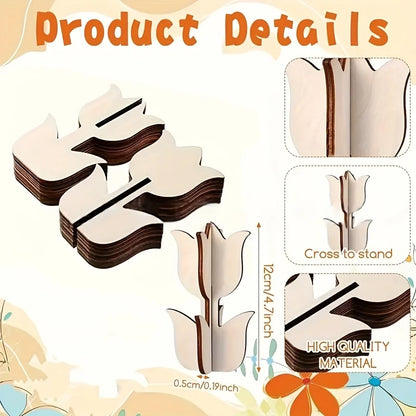 12pcs/6sets Wooden Tulip Shapes