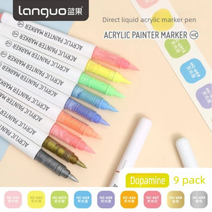LANGUO 288/9 Colors Acrylic Marker Direct Liquid Soft Brush Paint Pen