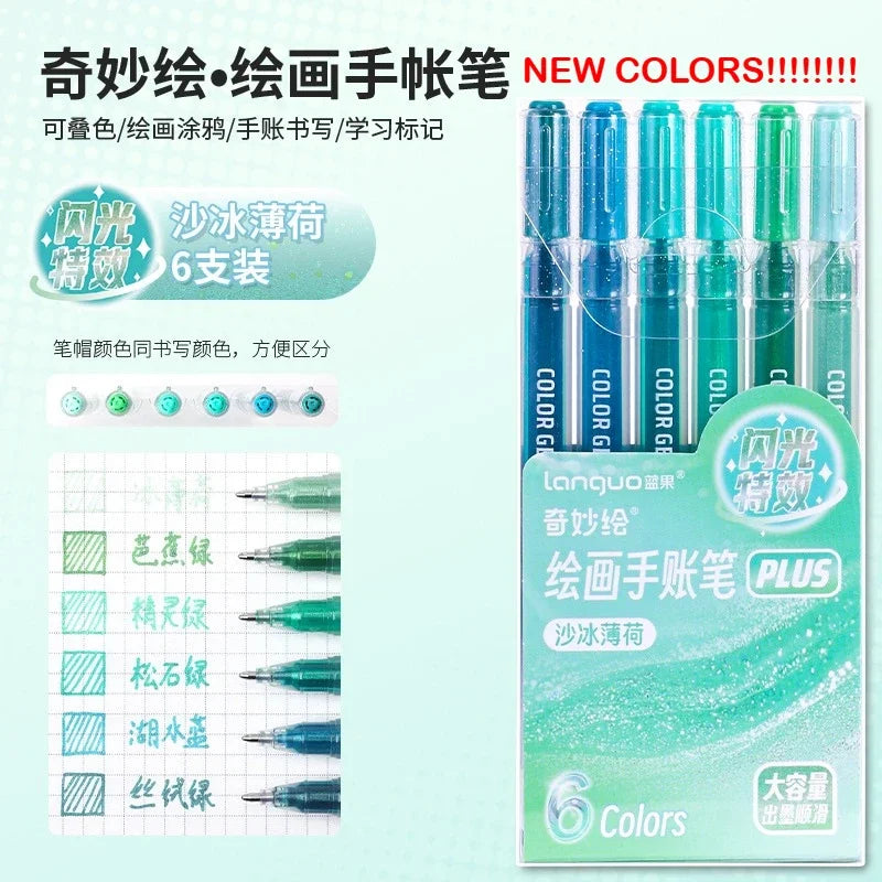 LANGUO 207/4 Colors Glitter Acrylic 0.5/1.0mm Gel Pen