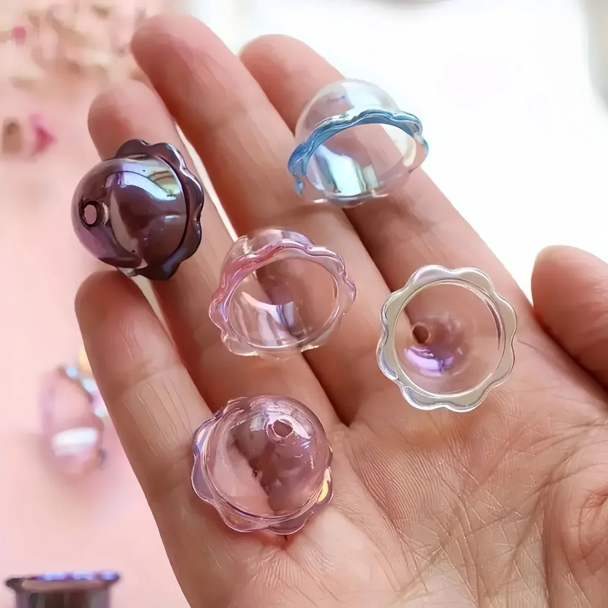 10Pcs/Lot Transparent UV Plated Acrylic Wind Bell Beads Charms