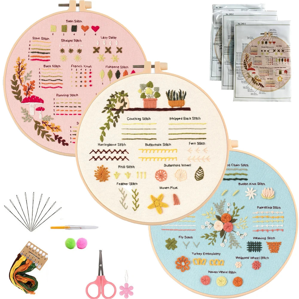 3/4pcs Embroidery Starter Kit for Diy Crafter