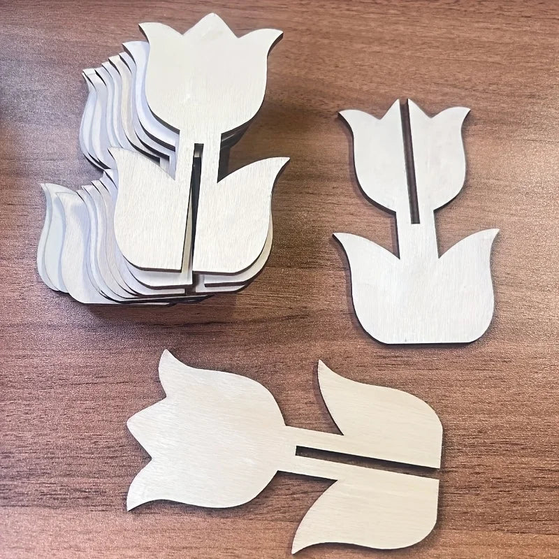 12pcs/6sets Wooden Tulip Shapes