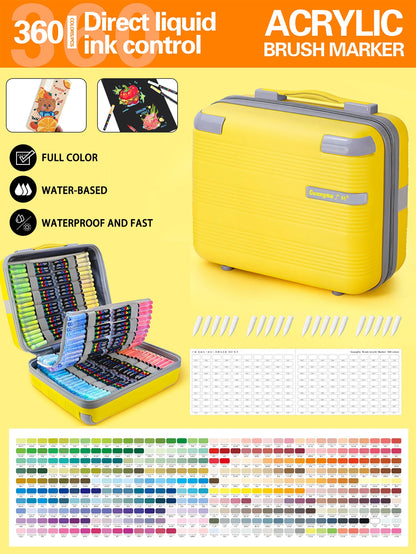 Guangna  360 Color Acrylic Marker Set with Travel Case