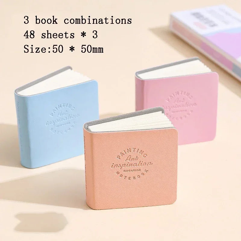 3Pcs/Pack Mini Drawing Book Square Watercolor Sketchbook Thick Paper