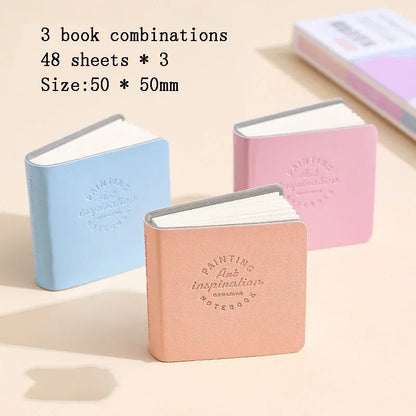 3Pcs/Pack Mini Drawing Book Square Watercolor Sketchbook Thick Paper