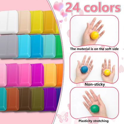 24 Colors Polymer Clay Modeling Clay with Sculpting Tools