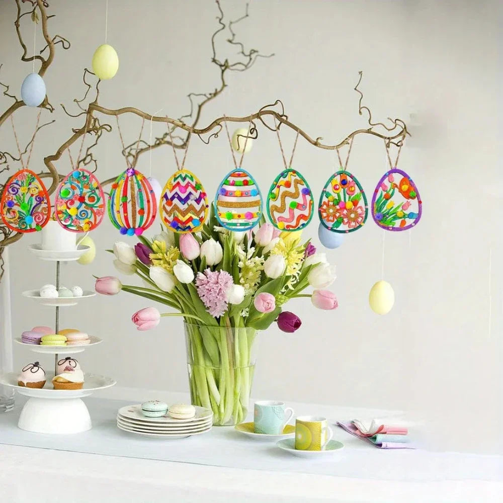 40 Pieces Wooden Easter Egg Ornaments