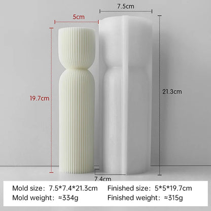 Striped Cylinder Aroma Candle Silicone Mold