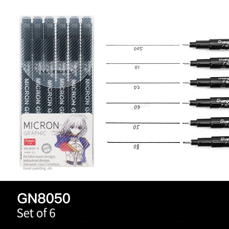 6/9/12/15pcs Waterproof Calligraphy Hook Line Pen Fade Proof Micron Pen Tip Fine Liner lettering Art Marker Pen Sketch Supplies