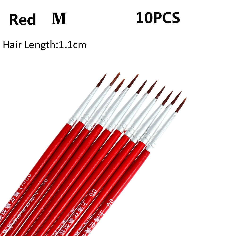 10Pcs Art Supplies Hand Painted Thin Hook Line Pen Drawing Art Pen Paint Brush Nylon Brush Acrylic Painting Pen Wholesale