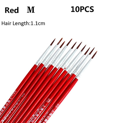 10Pcs Art Supplies Hand Painted Thin Hook Line Pen Drawing Art Pen Paint Brush Nylon Brush Acrylic Painting Pen Wholesale