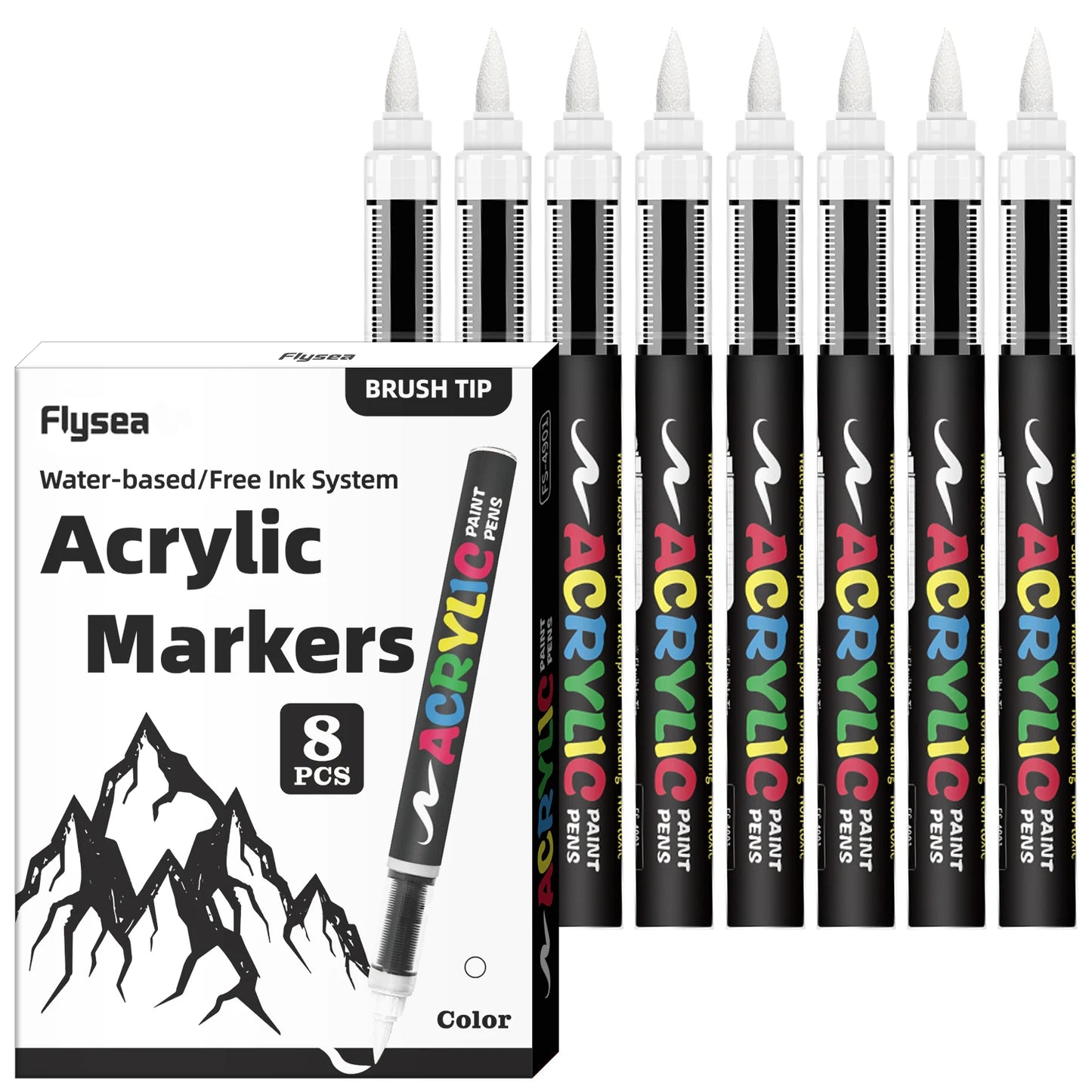 8pcs Black and White Acrylic Paint Markers Set, Large Ink Capacity