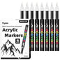 8pcs Black and White Acrylic Paint Markers Set, Large Ink Capacity