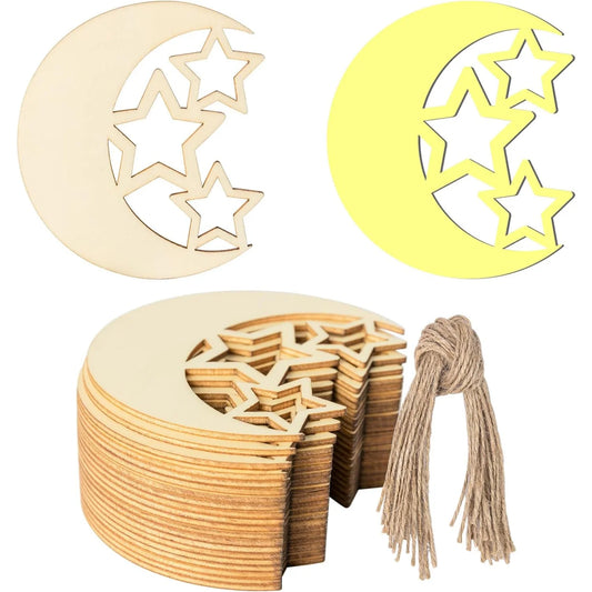 20/30pcs Hollow Wooden Moon Star