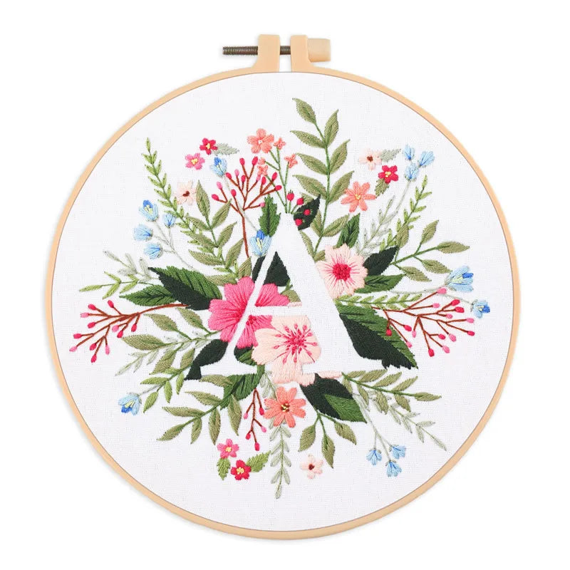 Letter Embroidery DIY Flowers Painting Full Needlework Bag