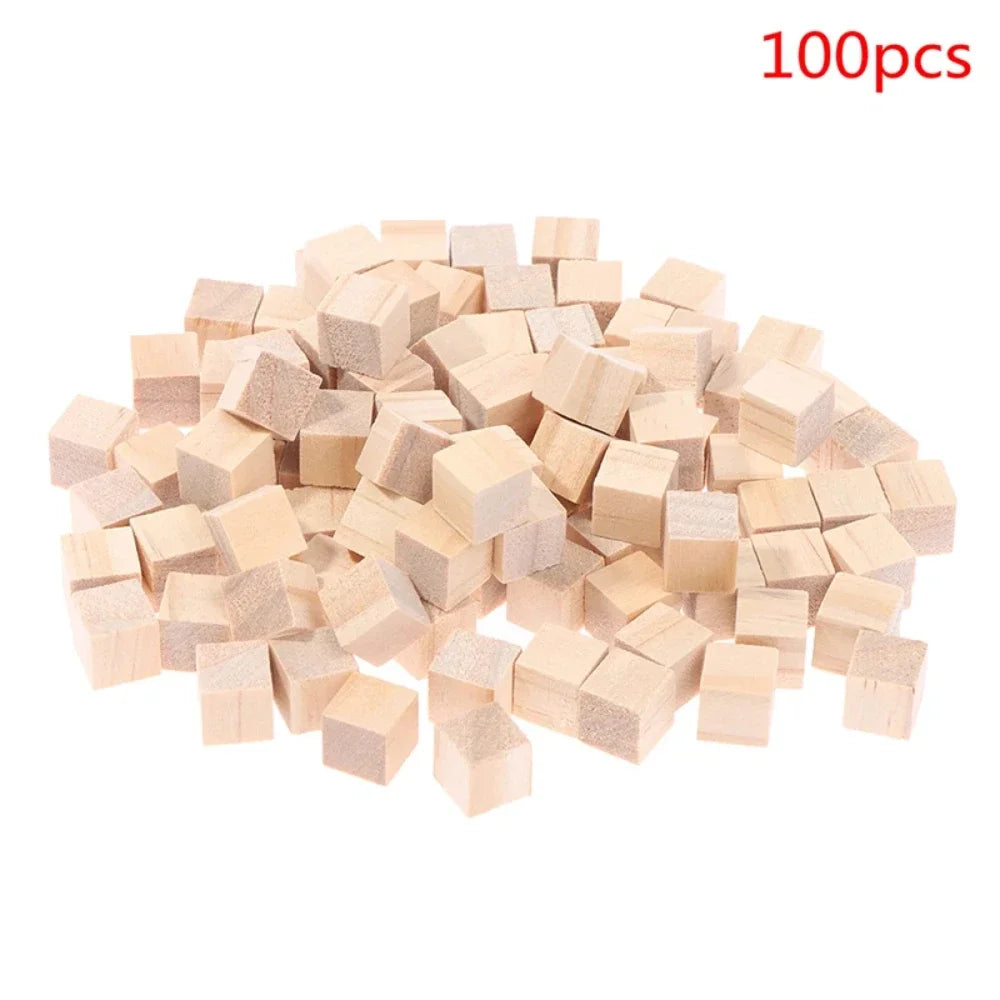 60/100pcs 20mm Unfinished Blank Mini Wood Solid Cubes