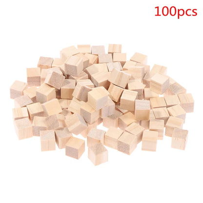 60/100pcs 20mm Unfinished Blank Mini Wood Solid Cubes