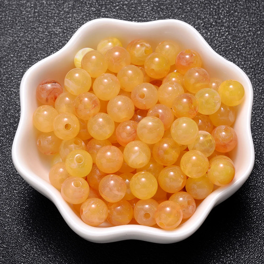 6-18mm Gradient Acrylic Beads Round Cat's Eye  Loose Spacer Beads