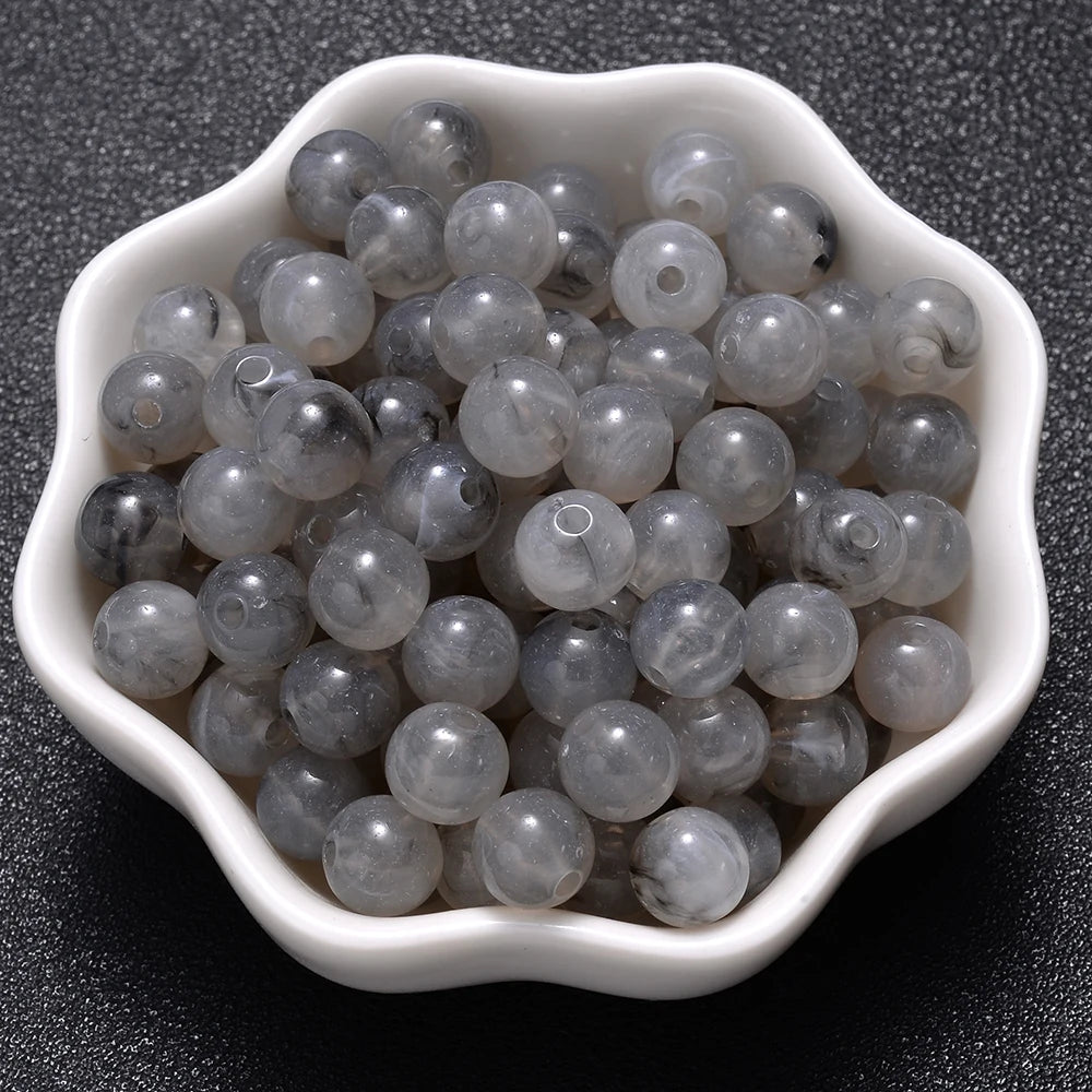 6-18mm Gradient Acrylic Beads Round Cat's Eye  Loose Spacer Beads
