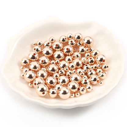 3/4/6/8/10/12mm Round Spacer Beads CCB Gold Silver Color Smooth Loose Ball Beads