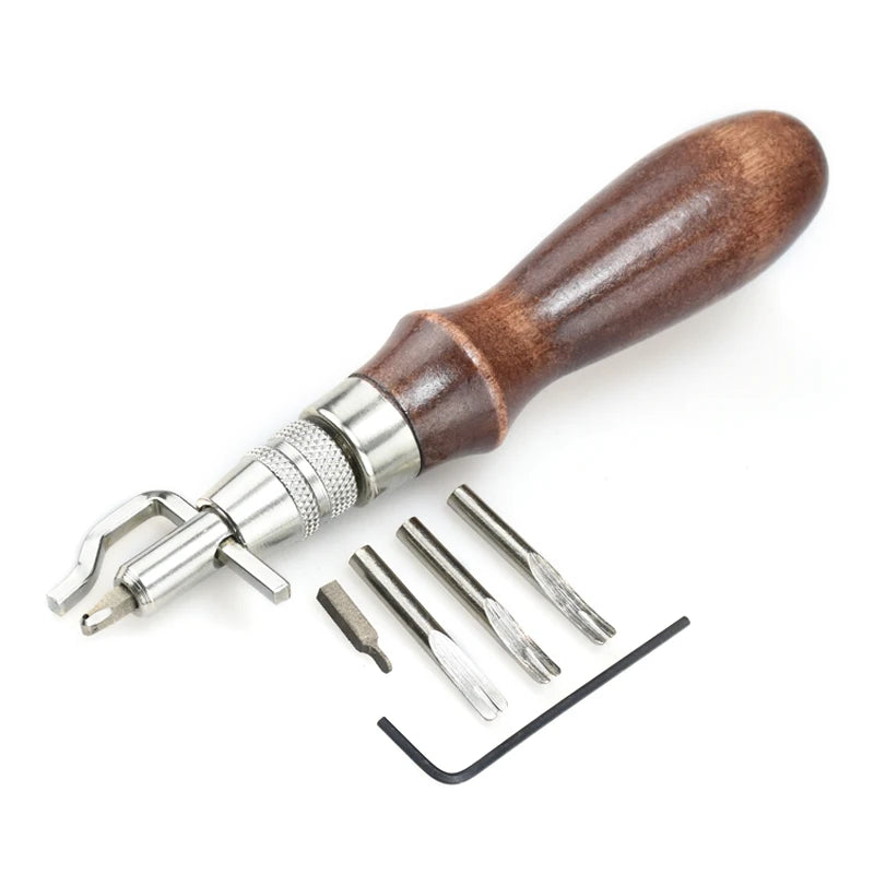 7 in 1 Leather Edge Stitch Groover Tool Adjustable Leathercraft Grooving Chisel