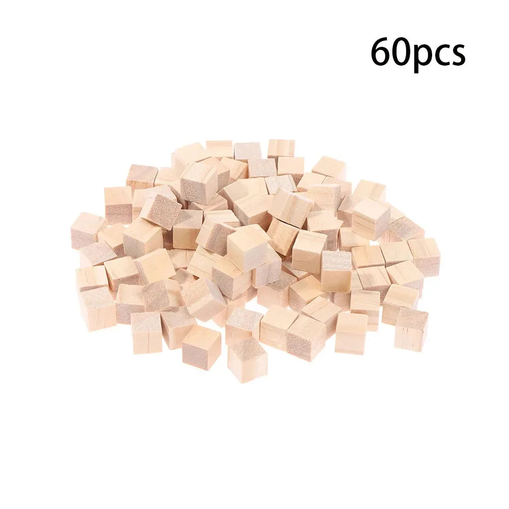 60/100pcs 20mm Unfinished Blank Mini Wood Solid Cubes