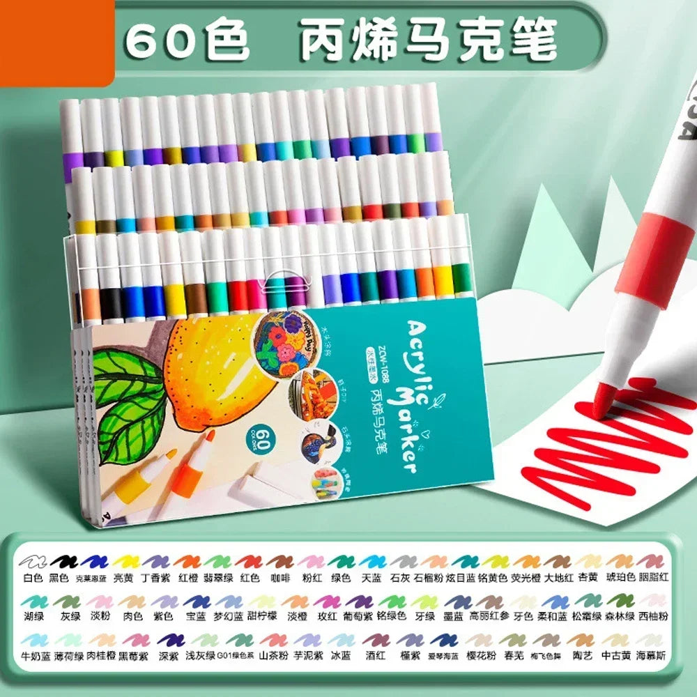 12-60 Colors Acrylic Markers Pen Set Paint