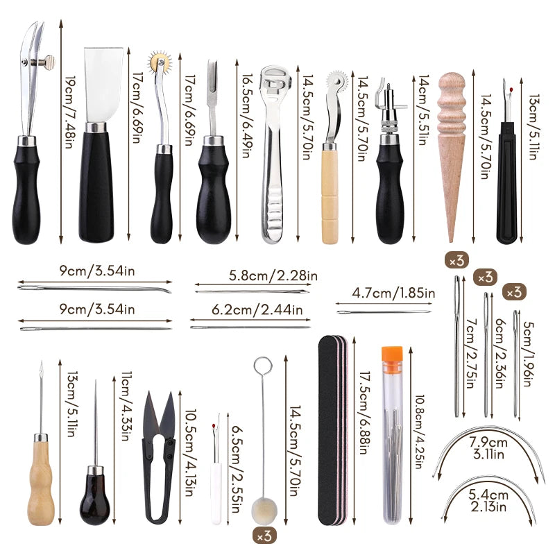 KRABALL Professional Leather Craft Tool Kit Hand Sewing Repair Kit