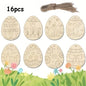 32/16/8pcs Easter Wooden Assorted Colored Egg Shapes