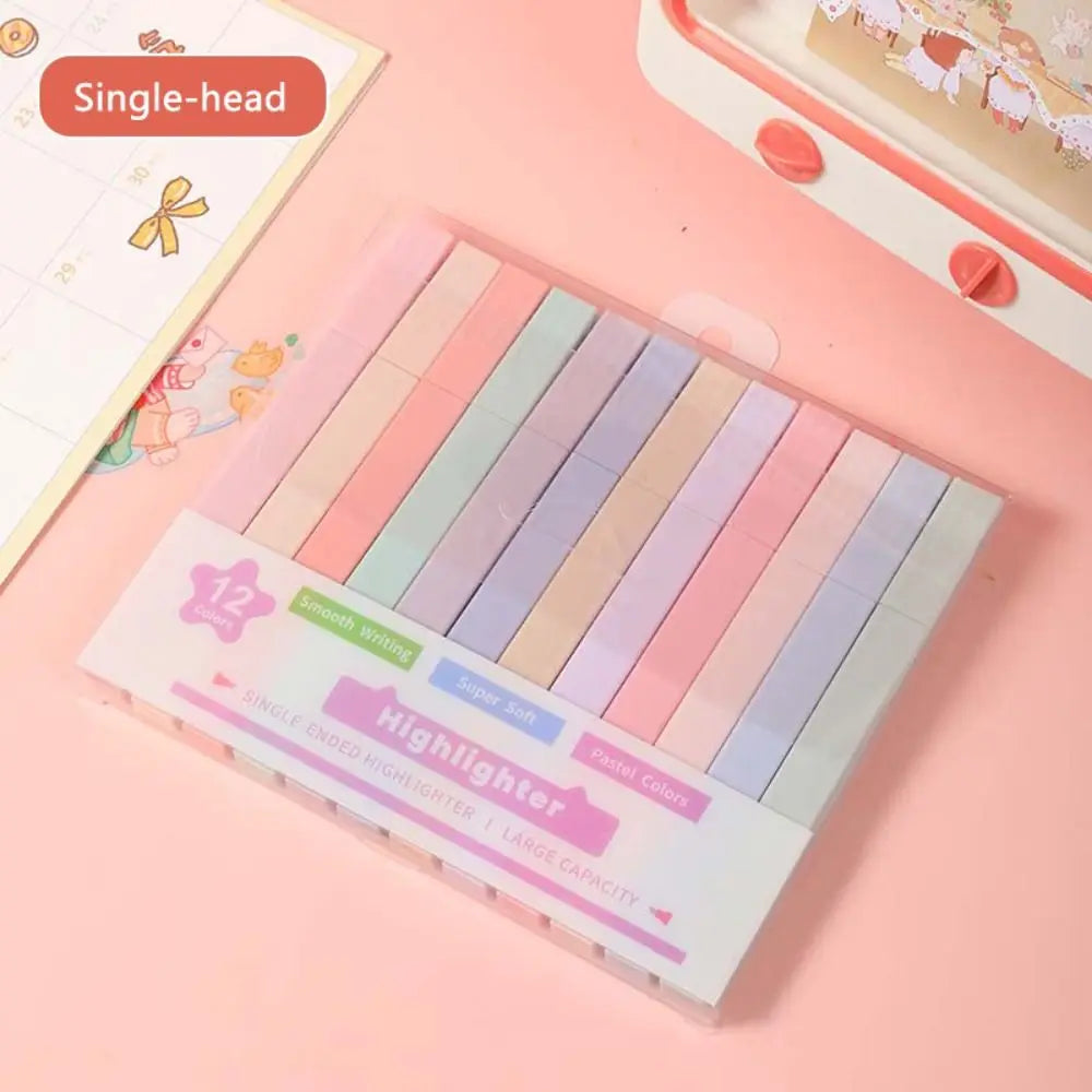 6/12Pcs Pastel Highlighters Soft Tip Mild Colours Highlighter Marker Pen