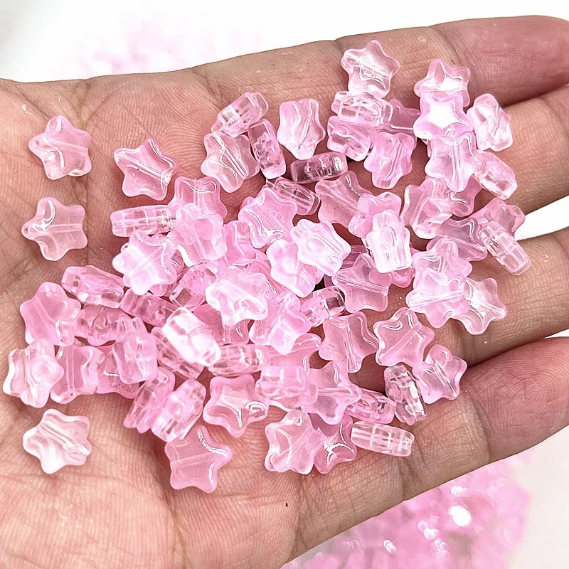 New 30pcs 8mm Five-pointed Star Matte Glass Beads Loose Spacer Beads