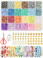 2400pcs Bracelet Making Kit with Clay Beads, 24-Color Flat Round