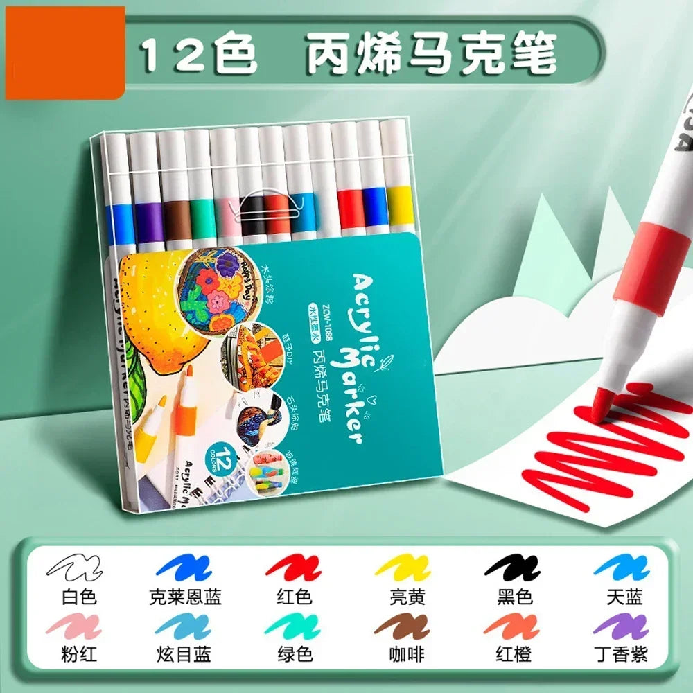 12-60 Colors Acrylic Markers Pen Set Paint
